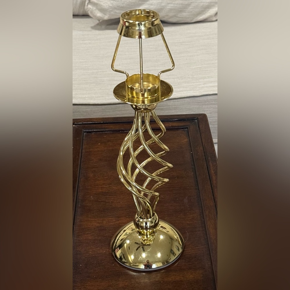 Elegant Gold Lamp Vtg PartyLite Paragon Brass Spiral Tea Light Candle Holder